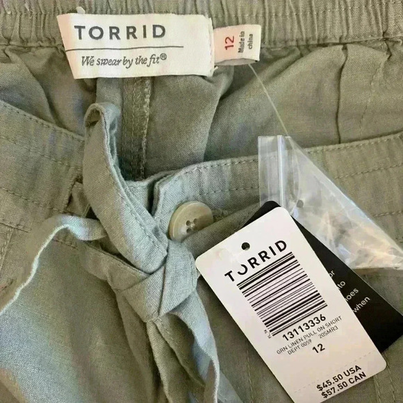 NWT TORRID Drawstring Sage Green Shorts - Picture 9 of 9